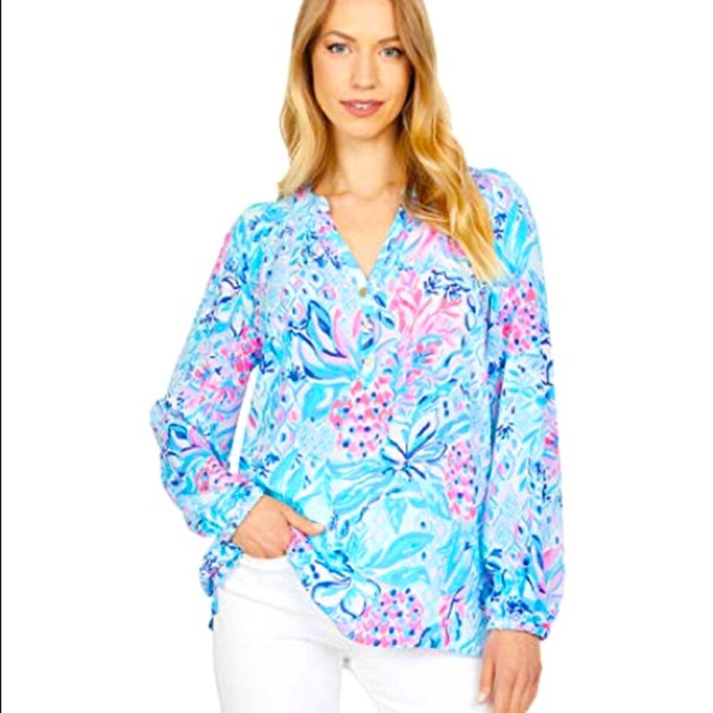NWT Lilly Pulitzer “Party Princess Zanzibar Blue” Elsa Blouse
